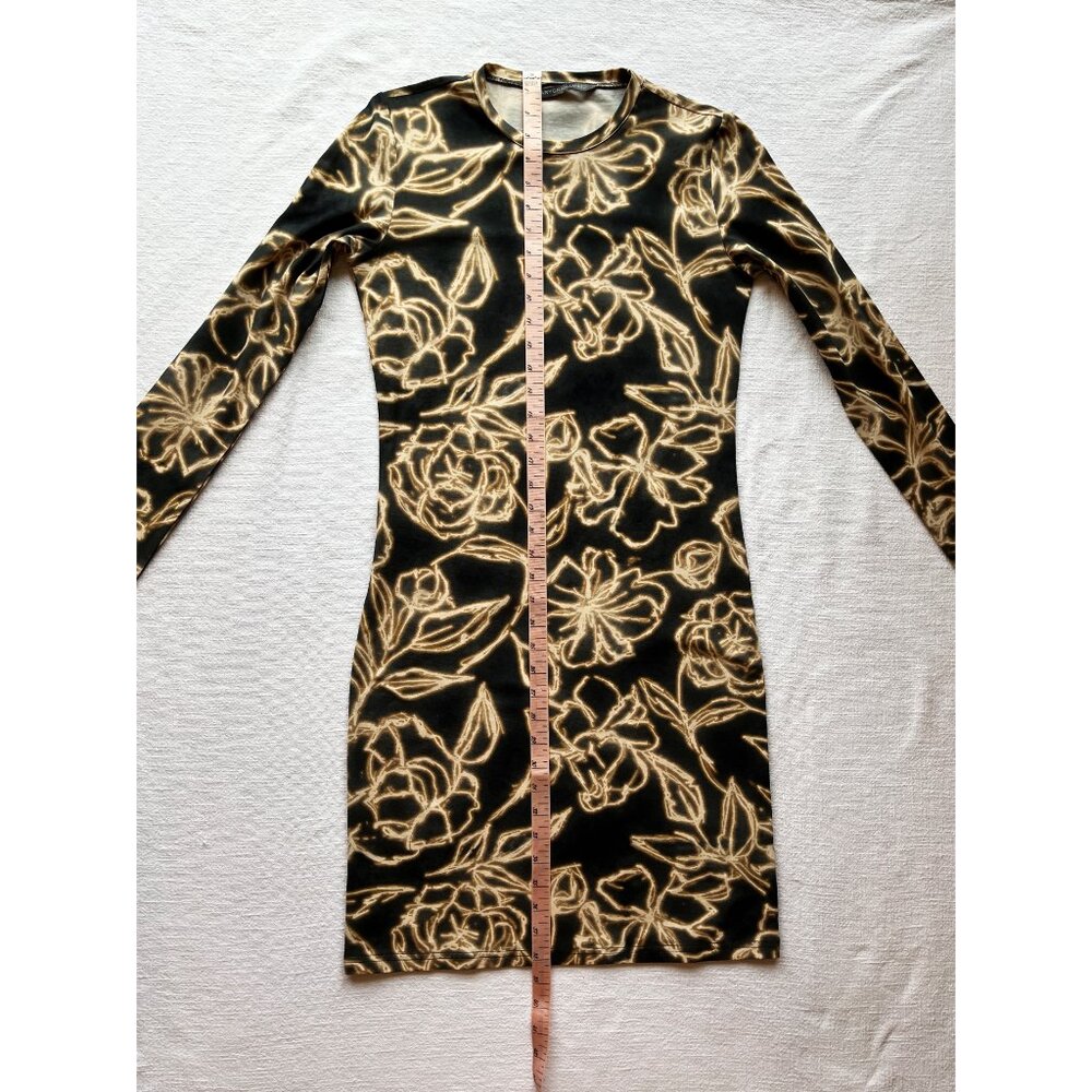 NWOT Gary Graham Cotton Floral Fitted Stretch Long-Sleeve Dress, Size Small